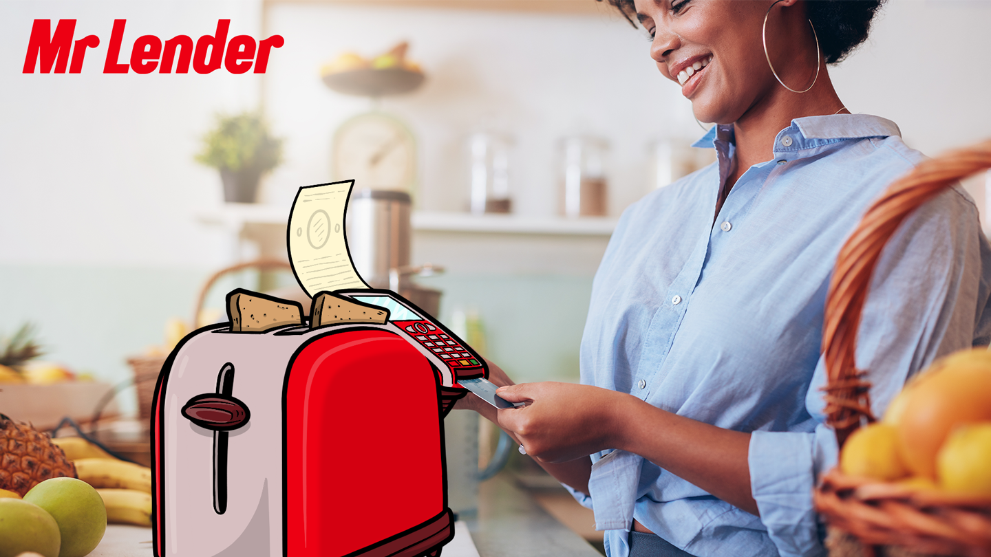 Lady paying to use her toaster
