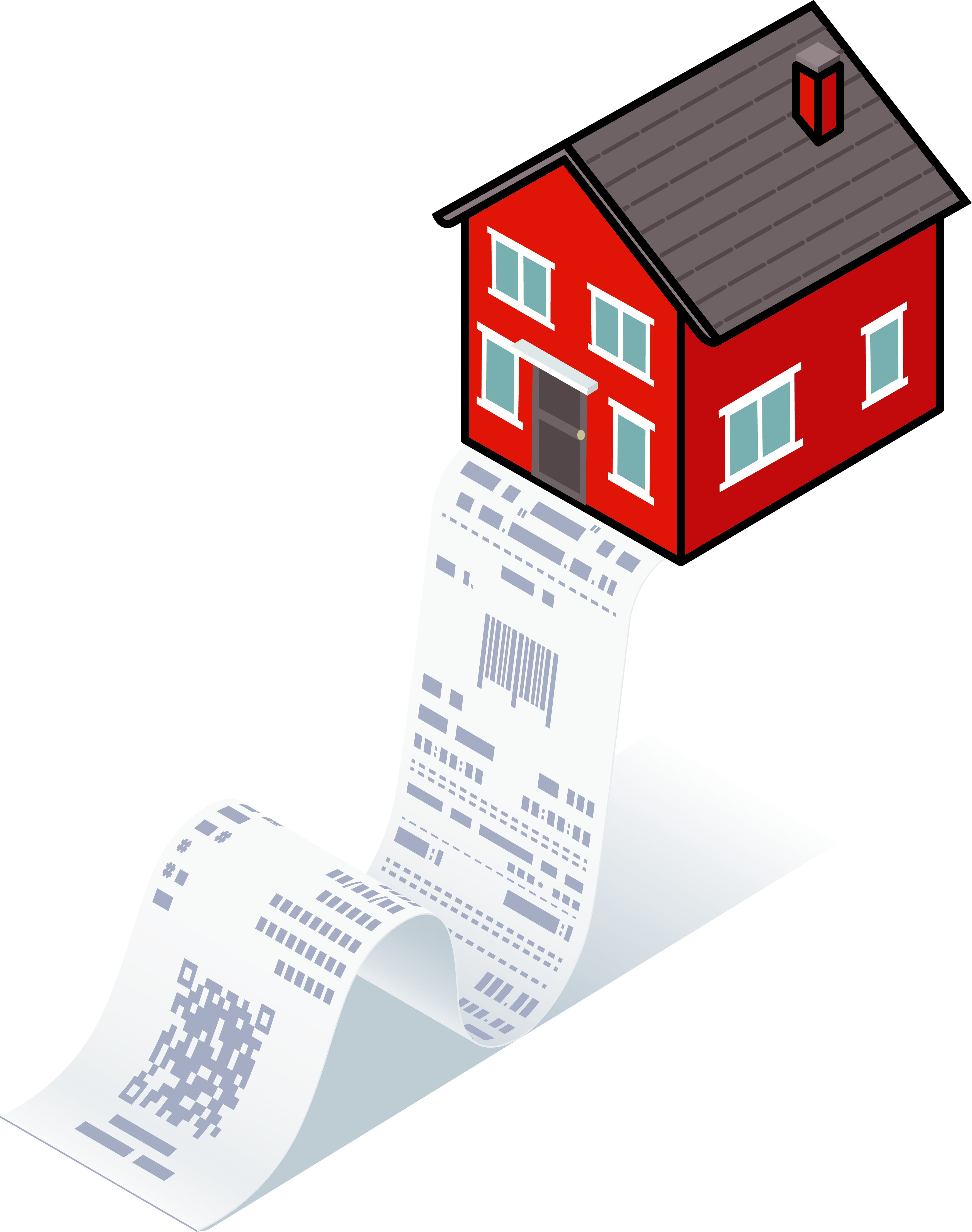 A receipt coming out of a house