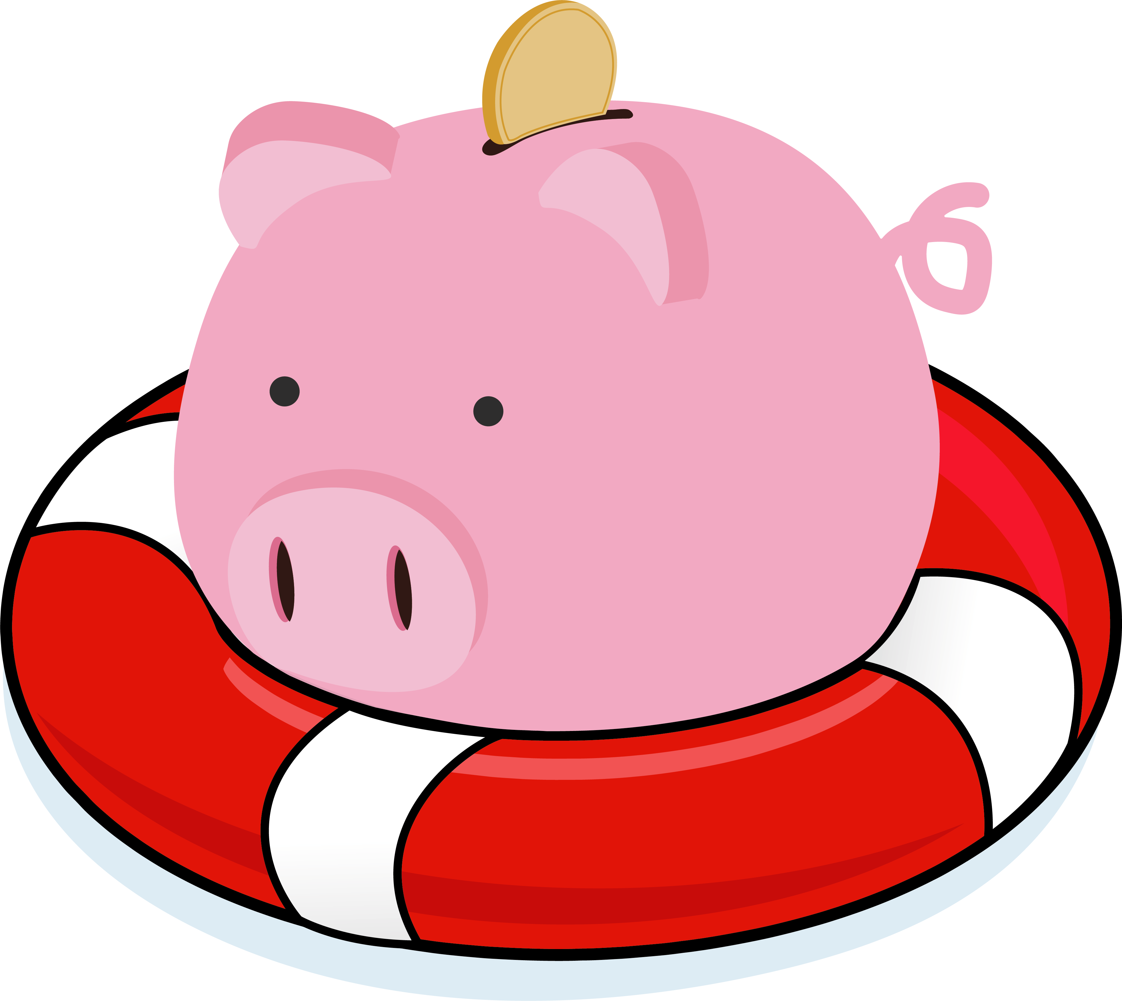 Piggy bank in a life raft