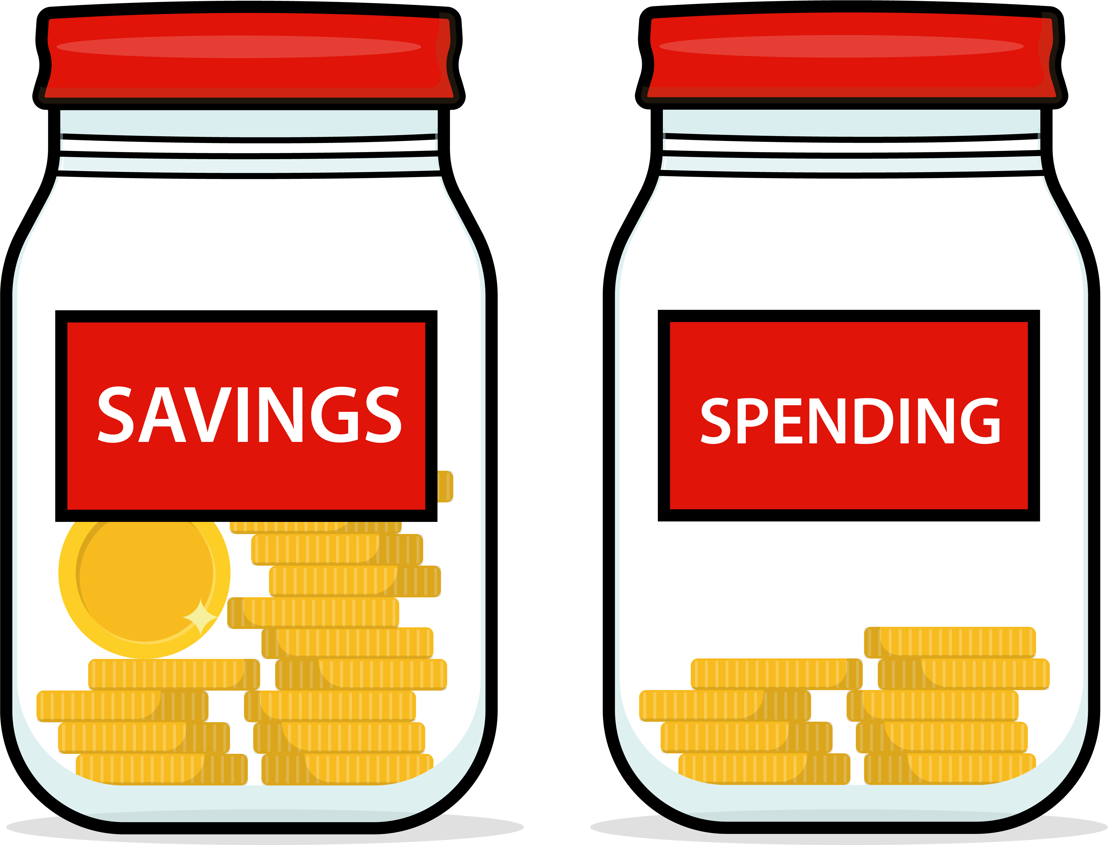 Two jars, one for savings, one for spending