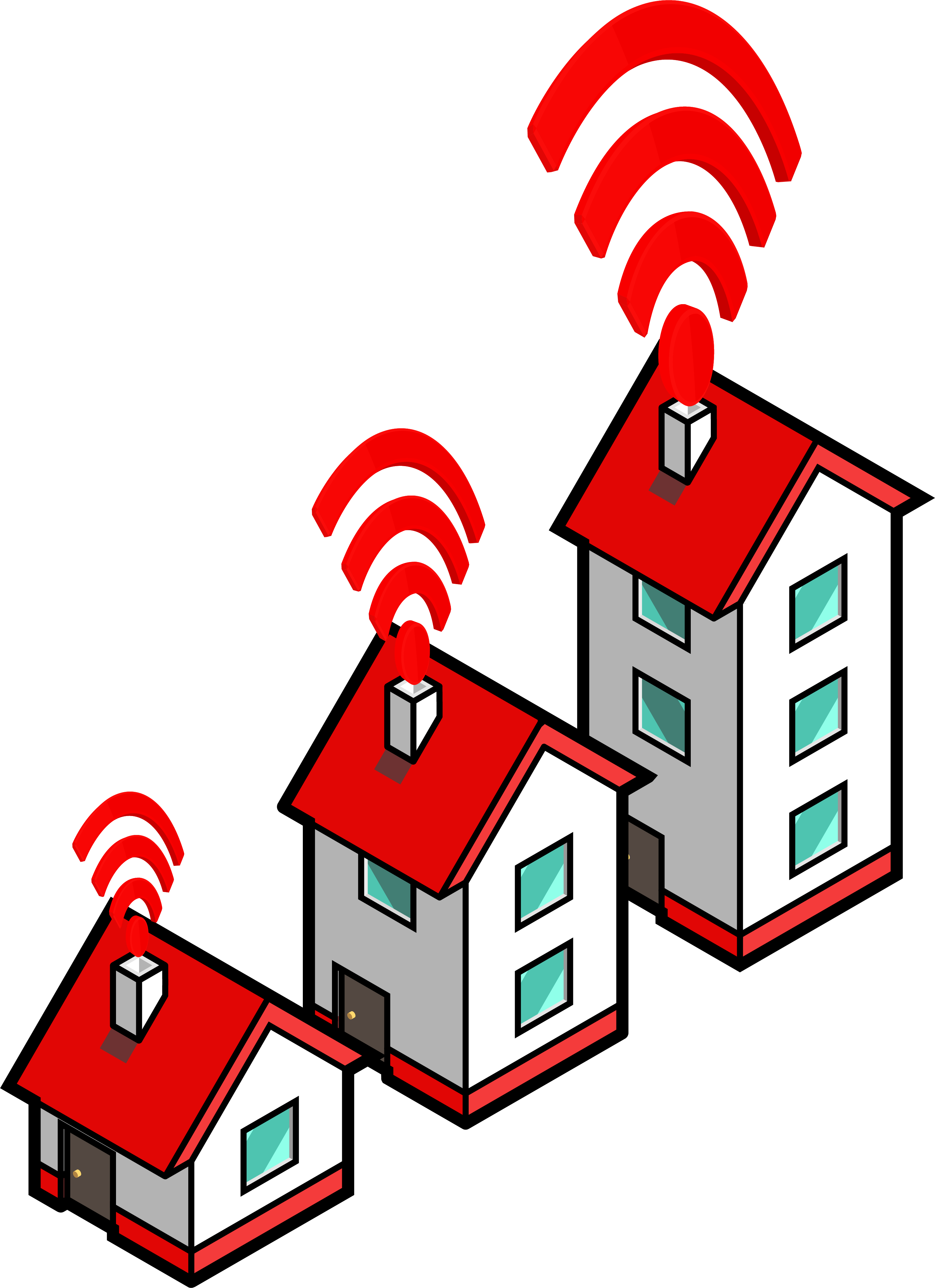 Different sized houses with different strength wifi