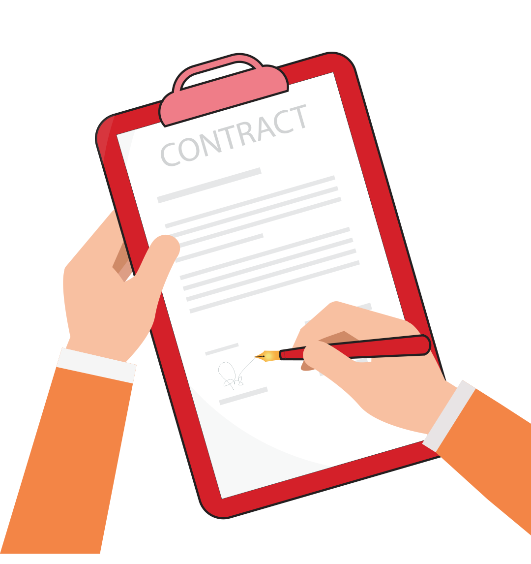 Someone signing a contract