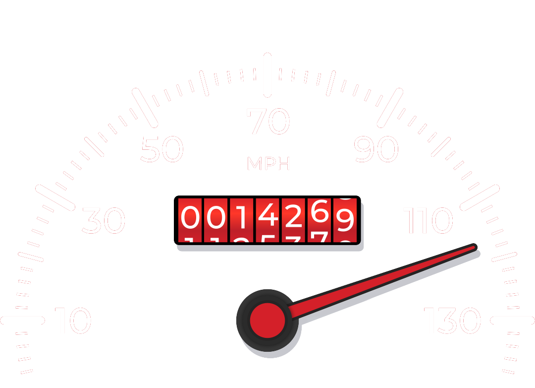 A speedometer with the millage of a car