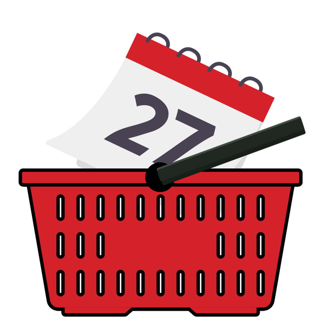 A calendar in a shopping basket