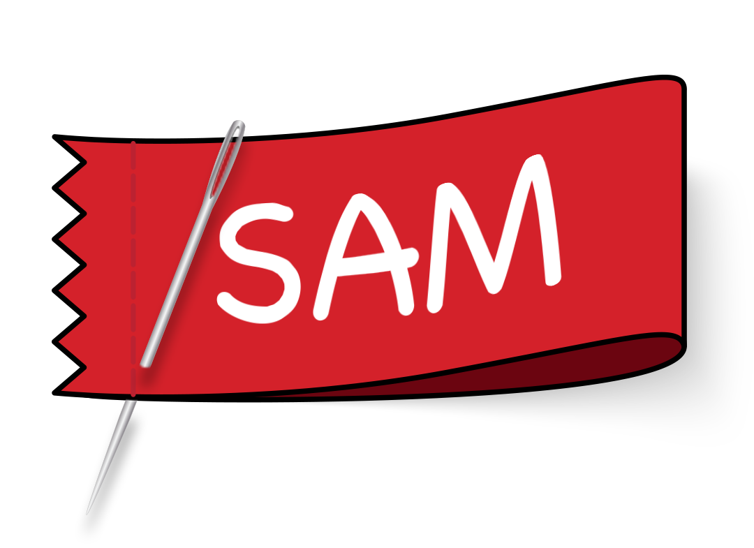 A label with name Sam written on it